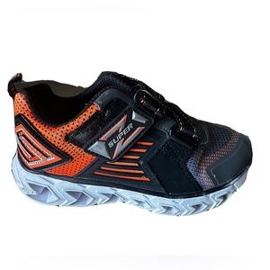 Skechers Super Sports Sneakers Lights On Kids Boys,GreyOrange Size 12US Preowned